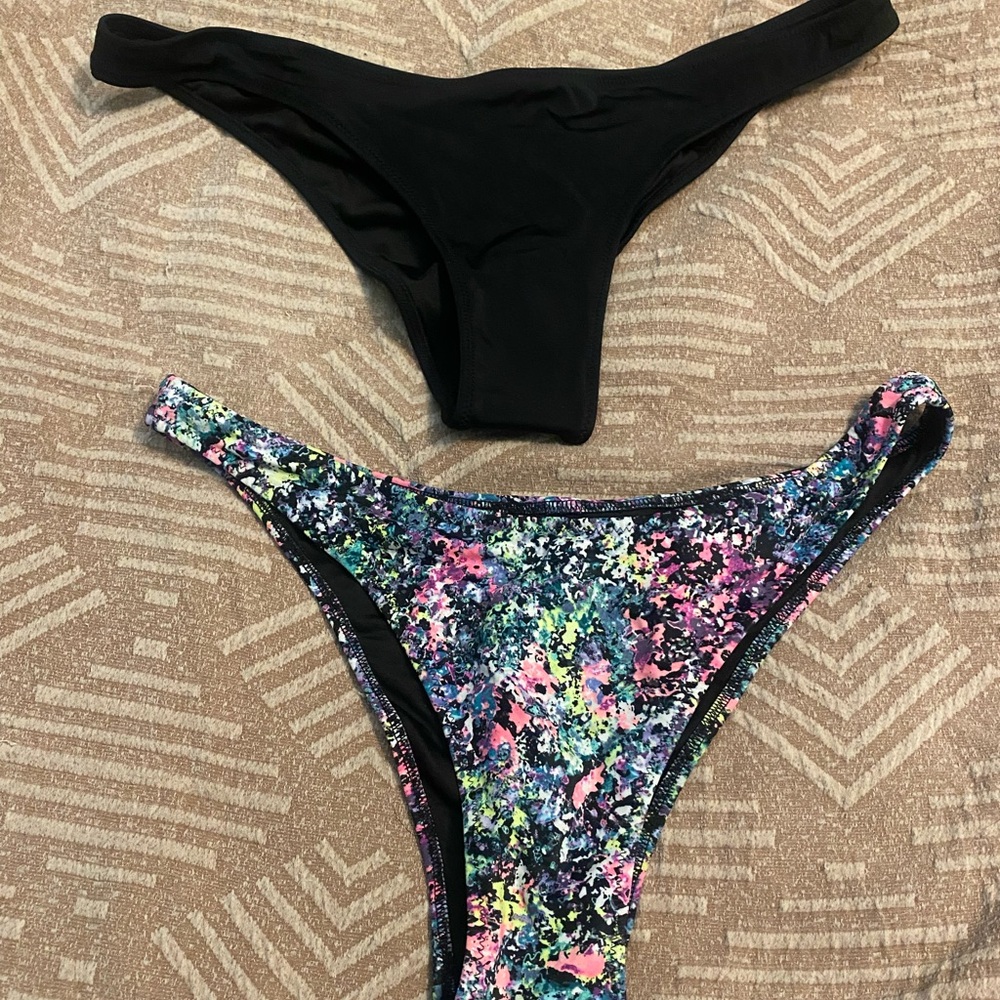 Victoria's Secret Black and Vibrant Bikini Bottoms
